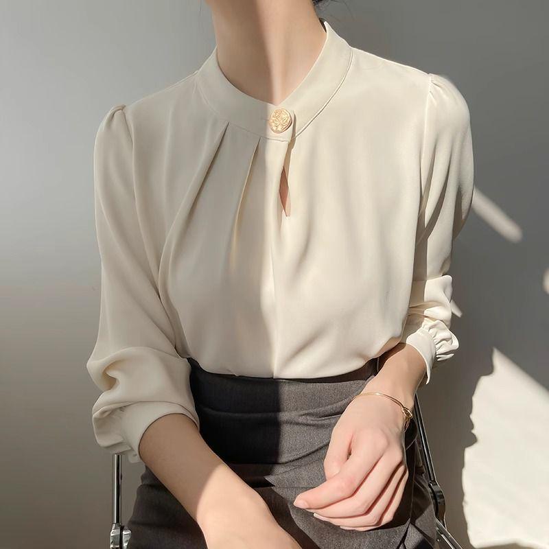 French Apricot Long-Sleeve Top - Spring/Autumn Design for Women