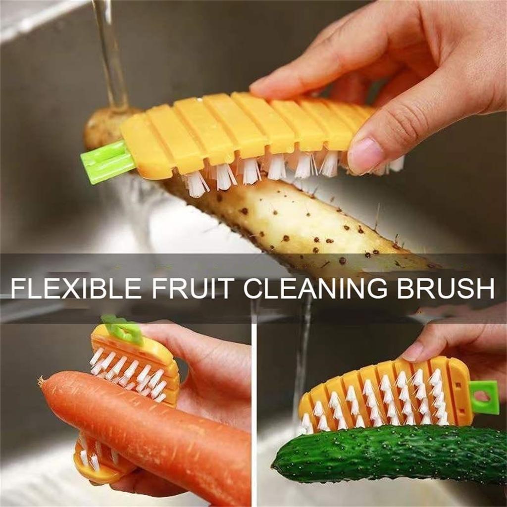 Gemüse Obst Bürste Flexible Bürste für Kartoffeln, Karotten, Reinigung Küche Reinigungsgerät