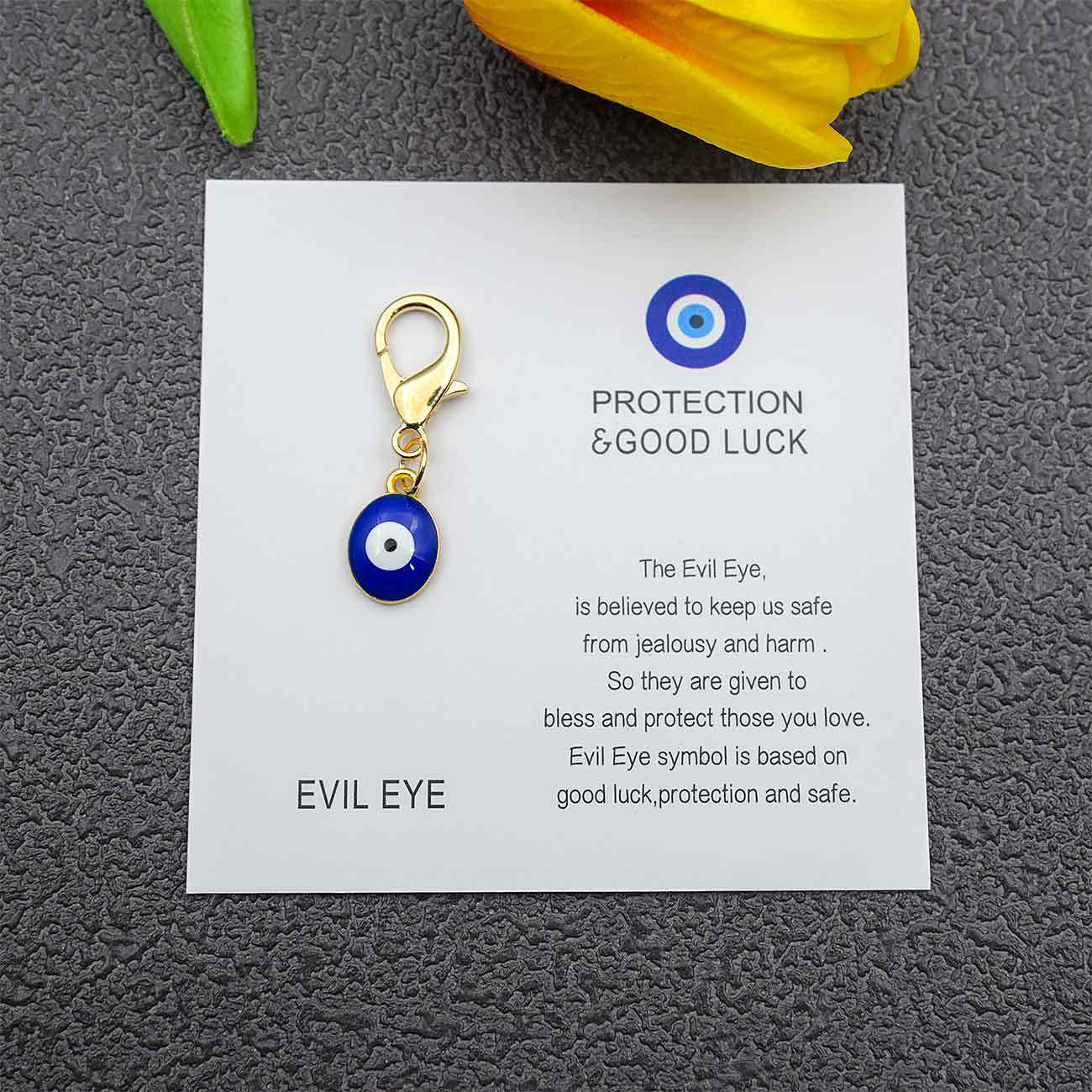 Blue Evil Eye Good Luck Keychain with Card