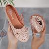 Women's Bowknot Decor Flat Shoes Casual Hollow Out Slip On Shoes Lightweight Comfortable Mom Shoes