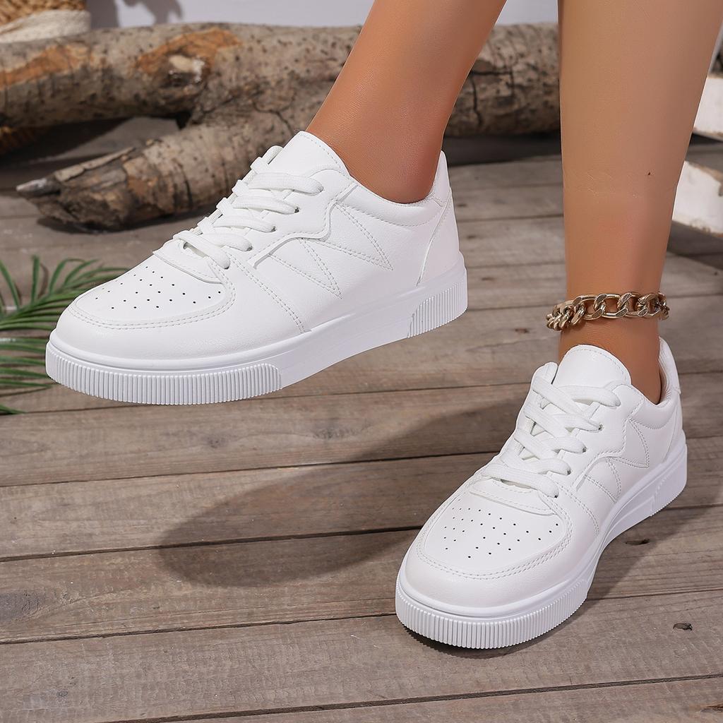 Women's Vulcanize Shoes Flat Classic Sports Lace Up Skateboard Board Shoe Walking White Running Sneakers  De Mujer