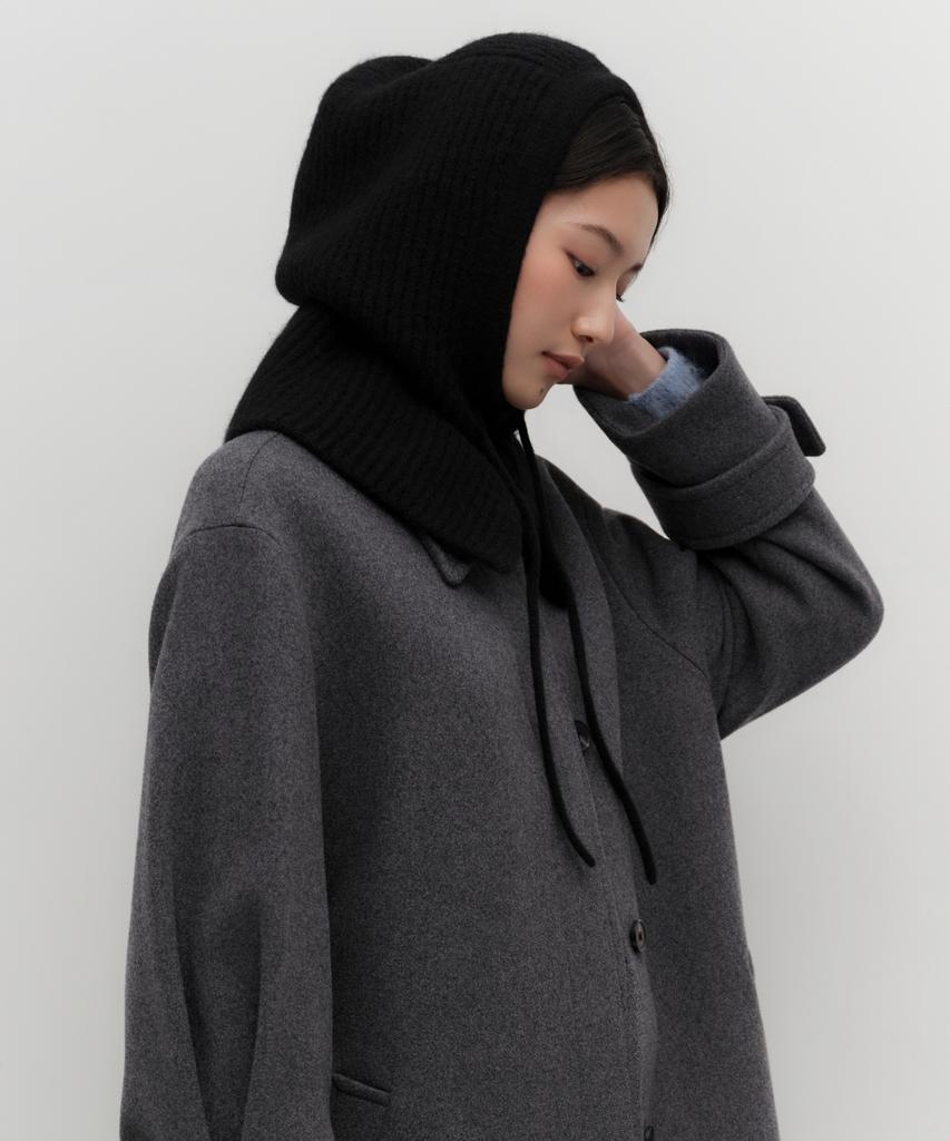 MUSINSA STANDARD WOMAN String Button Knit Balaclava [Black]