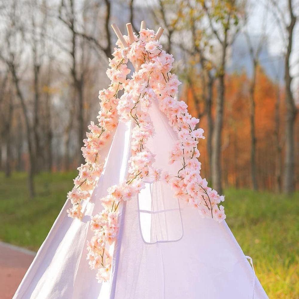 180cm Artificial Flowers Cherry Blossom Vine Pink Sakura Garland Home Party Wedding Arch Hanging Silk Fake Plants Vine Decor DIY