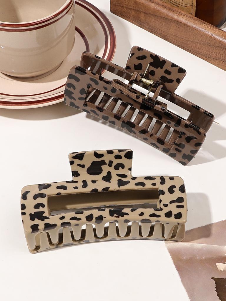 2 Pieces Leopard Print Claw Clip, Strong Hold Hair Jaw Clips for Thick Hair, Hair Accessories for Women Girls