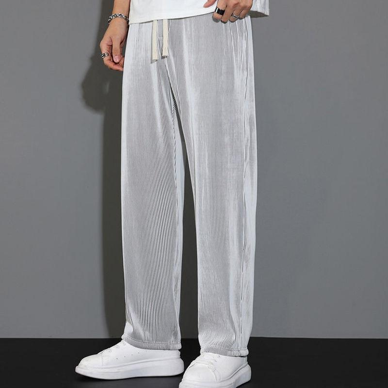 Sommerhose aus Eisseide für Herren, dünne, gerade Beinform, lockere, lässige Sporthose, schnelltrocknende Hose mit weitem Bein, Herrenhose