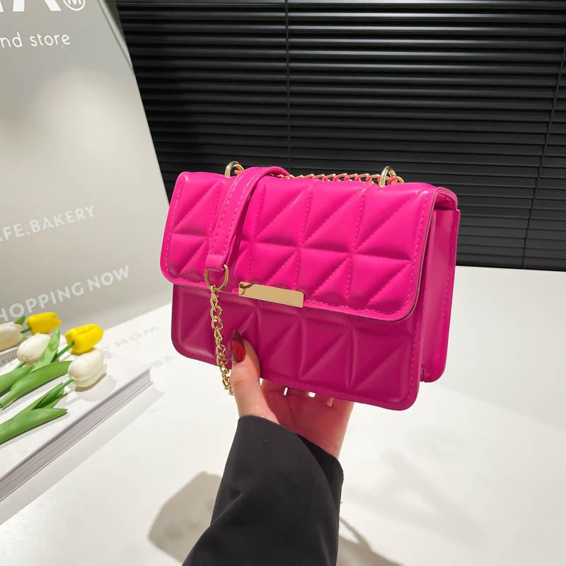 Simple Texture Indentation Diamond Lattice Embroidery Line Women's Single Shoulder Crossbody Handbag Small Square Bag