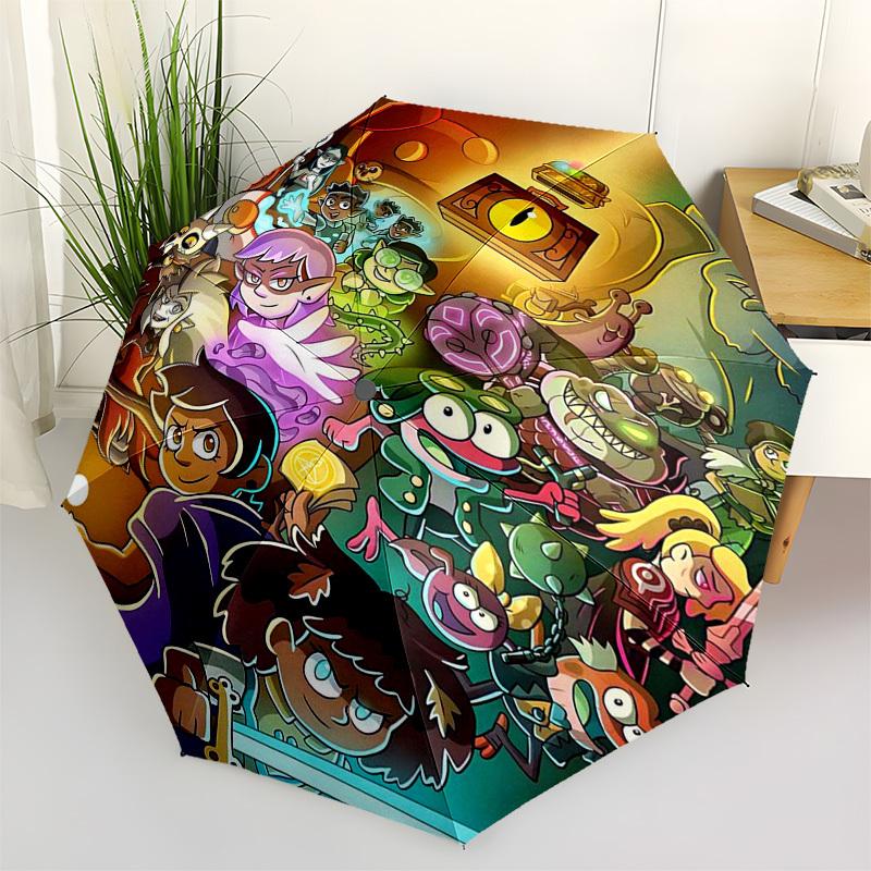 

1pc Adventure Time Outdoor Umbrella - Automatic Opening/Closing, Portable 3-Fold Design with Iron Frame - Perfect Gift for Fans of Jake, Finn, Marceli