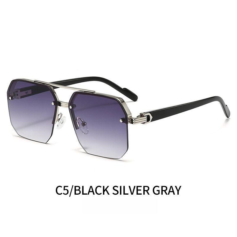 Double Bridge Semi-Frame Sunglasses New Square UV400 Shades for Men Driving Women Fashion Premium Sun Glasses