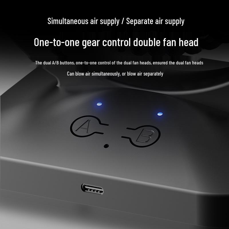 Dual-Head USB Fan: Portable 360° Rotating Desk Fan for Dorms and Outdoors