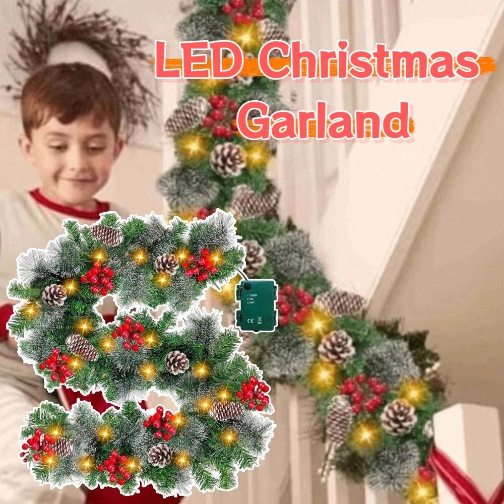 8 Modes LED Christmas Garland Waterproof Artificial Christmas Garland  Front Door Decor