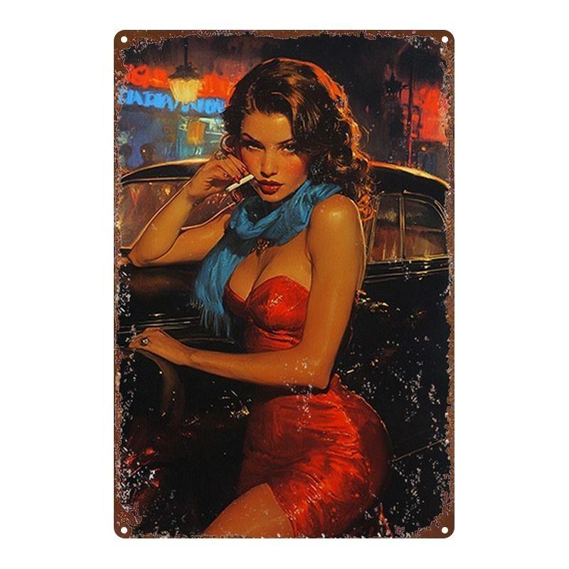 Retro Metal Sign Sexy Girl Wall Art Decor 20x30 cm