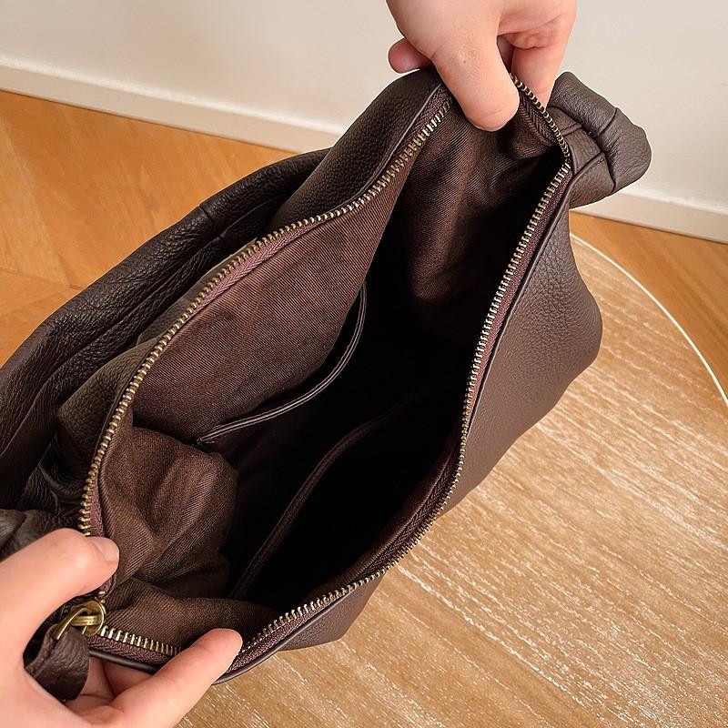 Johnature Borsa da Donna in Vera Pelle Versatile Borsa a Spalla in Morbida Pelle Bovina Grande Capacità Borsa Tote da Pendolare