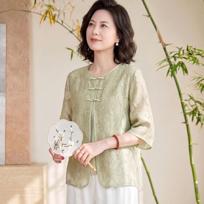 Yu Zhaolin Women s New Chinese Style Embroidered Summer Jacket 5XL зелёный