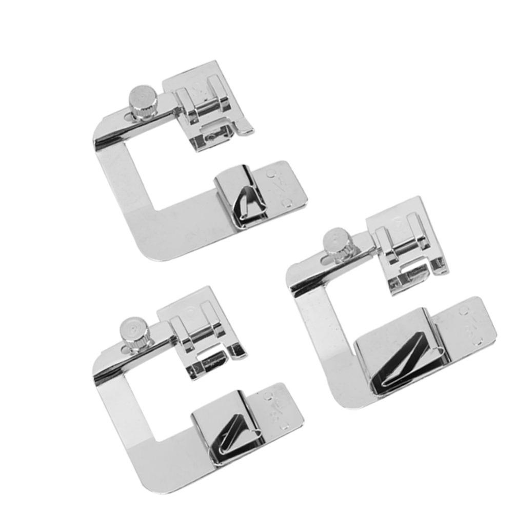 3pcs Zinc Alloy Rolled Hem Foot Professional Multifunctional Bias Tape Binder Foot Universal Fit Precision Presser Feet