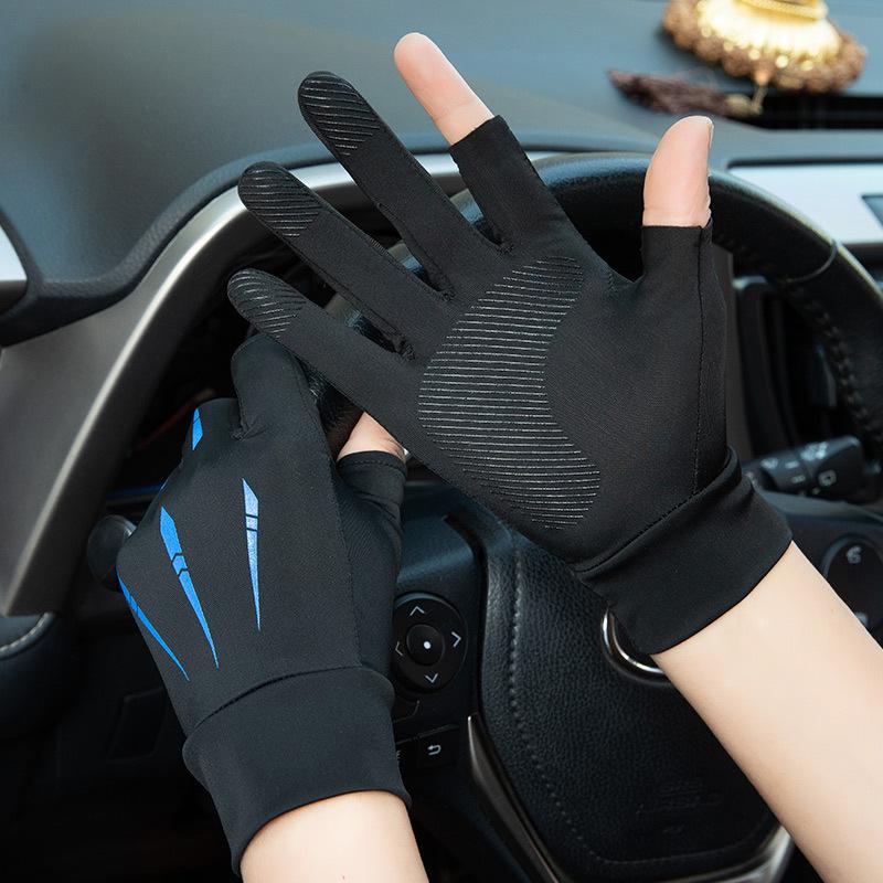 Ice Silk Gloves Men Women Breathable Touch Screen Thin Sunscreen Outdoor Riding Glove Anti UV Highly Elastic Quick Drying Gloves
