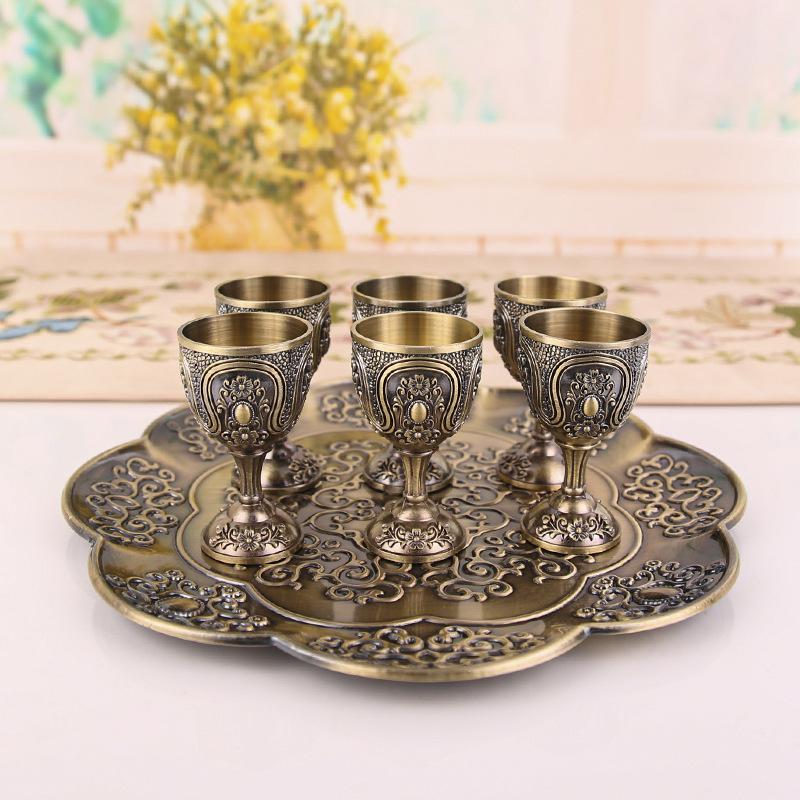 Juego de licor y vino vintage europeo para el hogar, vaso de licor creativo, jarra de vino antigua de boda, decoración de regalo de gama alta