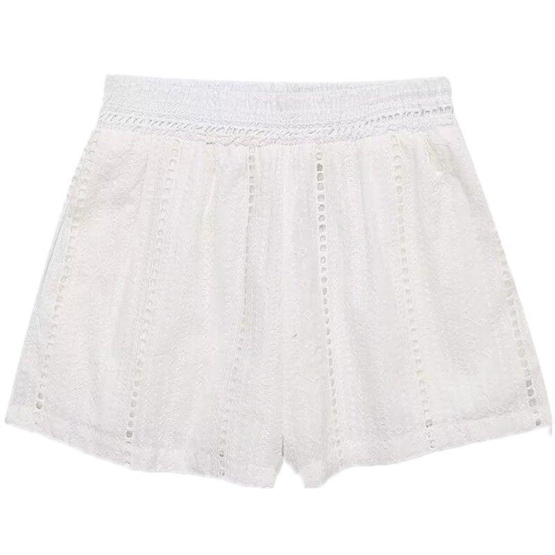 

Fashion Style 2024 Summer New Women s Clothing All-Matching Hollow Embroider High Waist Casual Shorts 8741229 250 White XS