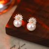 Premium Pearl Stud Earrings S925 Silver Needle Elegant Exquisite Earrings Retro Temperament Versatile Earrings