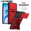 KEYSION Card Slot Holder Bag Phone Case for ZTE Blade A36 Slide Camera Protection Kickstand Shockproof Back Cover for Blade A36