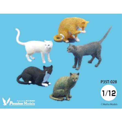 Passion Models 1/12 Scale Resin Kit (P35T-028) - Set of 5 Cats for Cat Lovers (Animals)