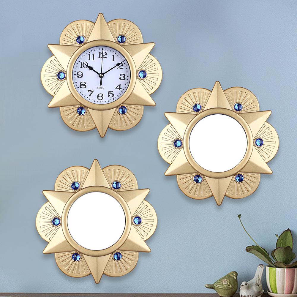 Modern Triple Clock Antique Plastic Triple Clock Hollow Three-dimensional Wall Retro Home Living Room Triple Wall Clock