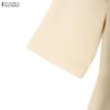 ZANZEA Women Short Sleeve Blouse and Cropped Pants Classic Two Piece Suit Sets