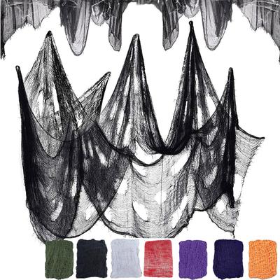 Halloween Gruselige Gaze Stoff Dekoration, Schwarze Gruselige Halloween Gaze Wandteppich Deko, Gespenstische Deko für Zuhause Wand Hof Spukhaus Partyzubehör
