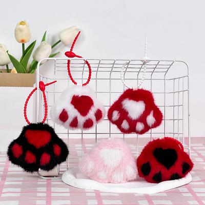 Cute Cat Claw Pendant Fluffy Small Claw School Bag Hanging Decoration Plush Toy 4-inch Gripping Doll