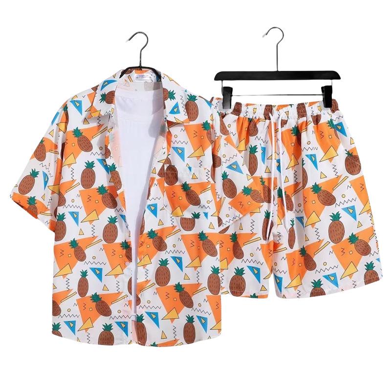 Hawaiian Floral Beach Resort Unisex Two-Piece Set: Loose Short Sleeve Shirt & Shorts