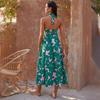 Summer Dress with Neck Hanging and Sleeveless Long Skirt for Women