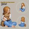 Cream Style Interior Decor Faceless Girl Hugging Puppy Figurine Miniature Resin Statue Cute Desktop Sculpture Ornament Artistic Ornaments