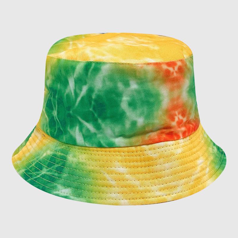 Neutral Summer Tie Dye Printed Fisherman Hat Outdoor Breathable Hat Sunshade