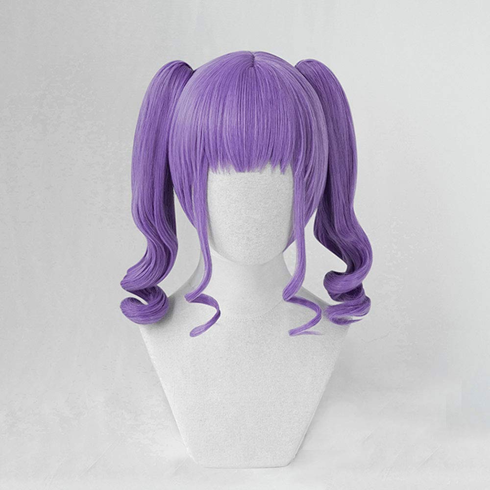 Cosplay Twin Tails with Perfect for Halloween Parties 3 Bonus Items Heat-resistant Wig, Violet/purple, Bun, +