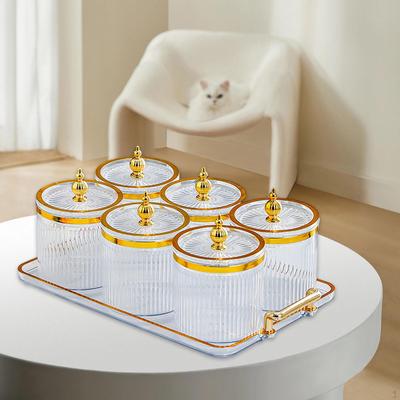 Divided Serving Plate with Dried Fruits, Bowl Sweets And Nuts Lid for Appetizers, 6 Dishes