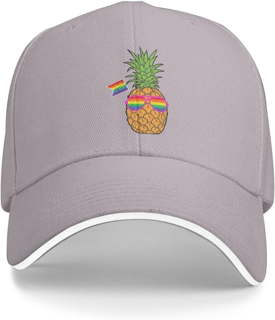 Pineapple LGBT Pride Rainbow Flag Baseball Cap Polyester Adjustable Casual Unisex Adult Hat