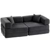 Convertible Sofa, 2-Seater, Chenille Sofa Bed 198 cm, Wide Seat, 2 Cushions, Dark Grey