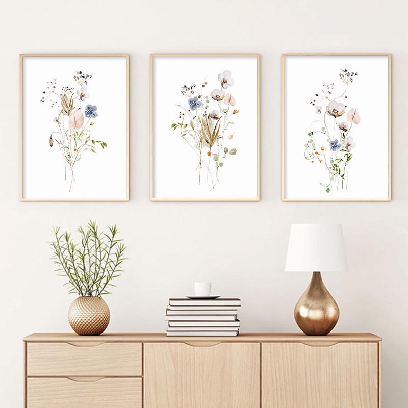 Abstract Floral Minimalist Watercolor Canvas for Living Room Sofa Wall