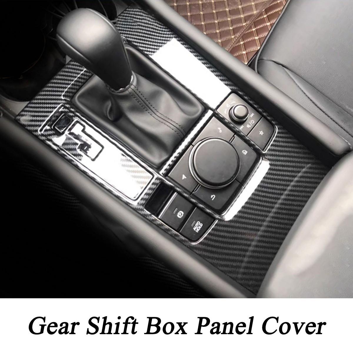Interior Gear Shift Box Panel Cover Trim Fit For Mazda 3 -2024 Carbon Fiber