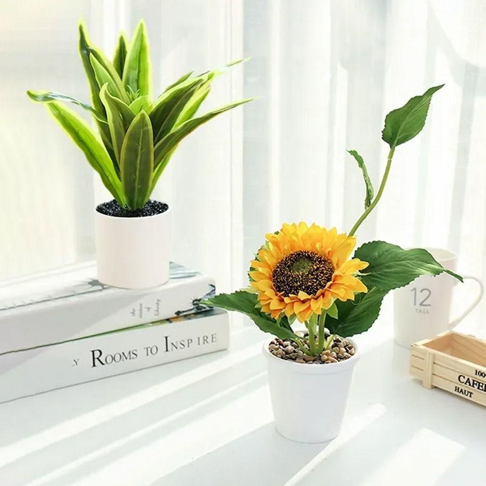 Mini Artificial Plants with Pot Simulation Flower Fake Flower Artificial Sunflower  Home Decor