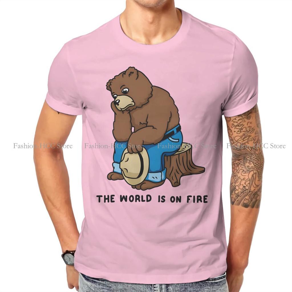 Smokey The Bear The World Is On Fire T Shirt Vintage Grunge Teenager Summer Large Cotton Unisexs Clothes Harajuku Crewneck Tshirt