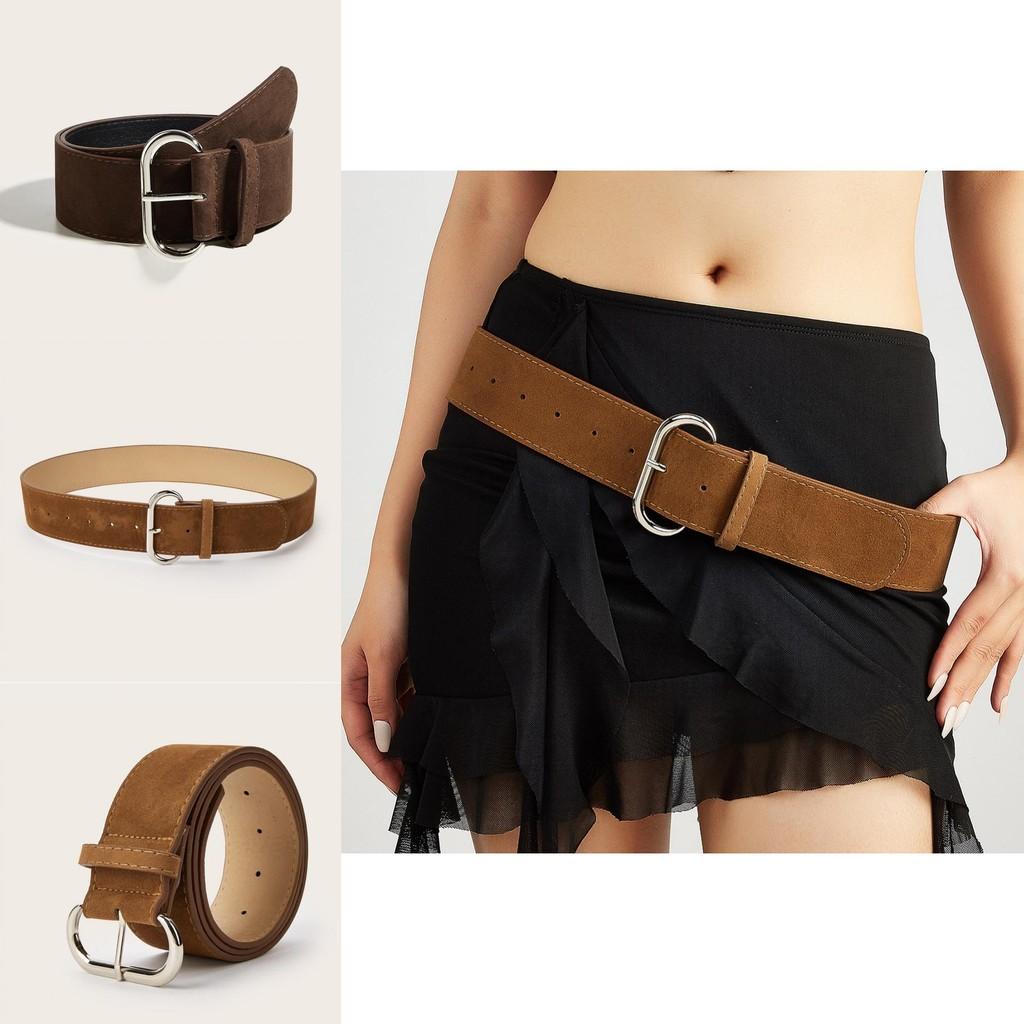Street Style Solid Color Suede Women Casual Wide Belt For Girls Fashion