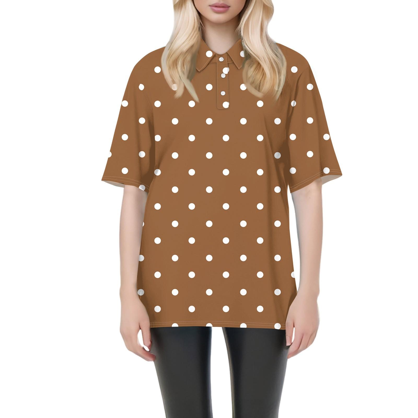 

Женская мода повседневная блузка с коротким рукавом и принтом Пасхи на лацканах XL коричневый