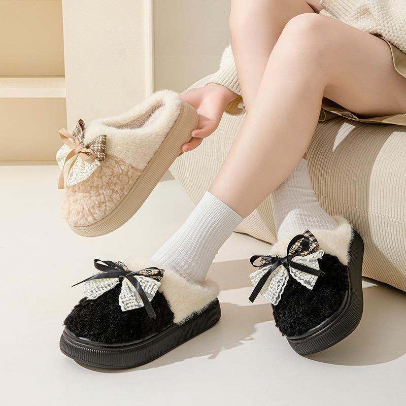 Cotton Slippers for Women's Inner Home, Thick-soled Plush Couple Shoes