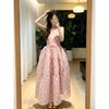 2026 Floral Print Sleeveless A-Line Midi Dress Women Cinched Waist Pink Chic Beach Vacation