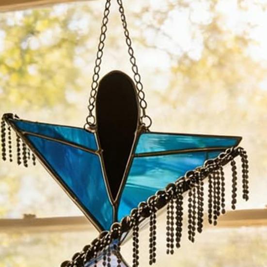 Bohemian Handgefertigter Tänzer Windspiel Buntglas-Stil Hängender Spinner Farbiger Acryl Sonnenfänger für Innen Außen Fenster Terrasse Garten Dekoration