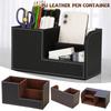 1pc PU Leather Pen Holder & Drawer Organizer Box Multifunctional Office Desktop Storage for Stationery Sorting S/M Size