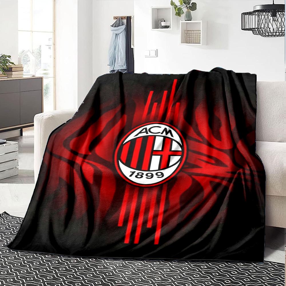 AC Milan Print Flannel Blanket High Quality Warm Comfortable Cover for All Seasons Perfect for Gifts Home Decor
