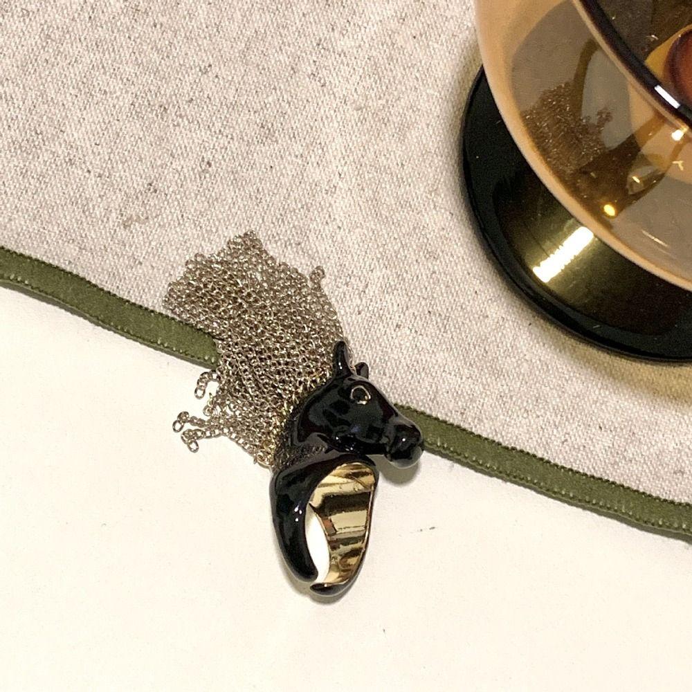 Exaggerated Design Zebra Tassel Ring High-End Feeling Creative Design Zebra Head Ring Open Ring Metal Material Finger Ring