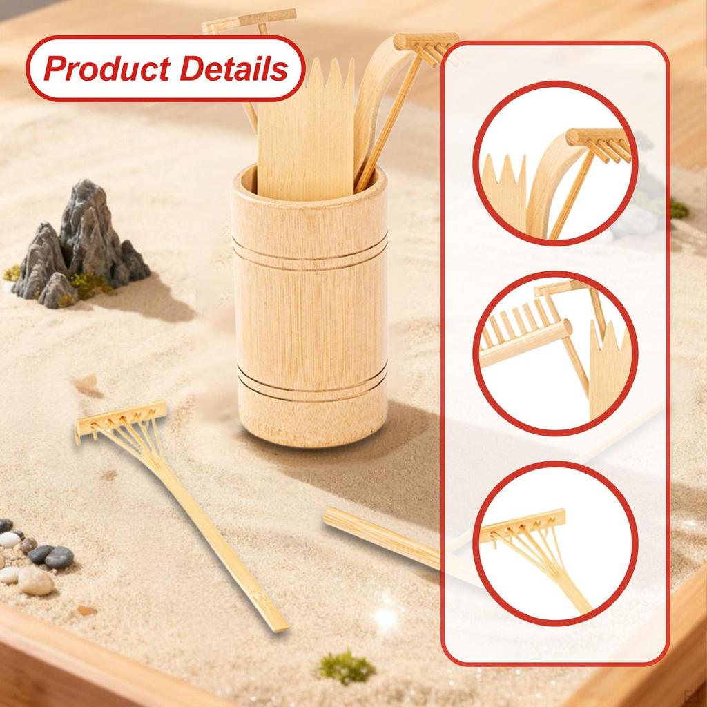 8Pcs Mini Sand Rake Tray Accessory Portable Unique Ornament Small Table Tabletop Garden