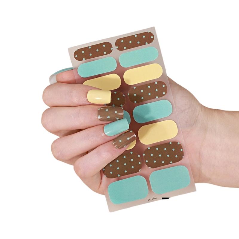 Strong Adhesive Nail Strips Polish Film Decals Stick On Art Decals Without LED Lamps Curing Stylish and Long Lasting